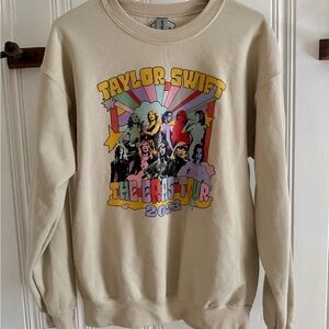 Gildan Beige Taylor Swift Eras 2023 Graphic Sweatshirt